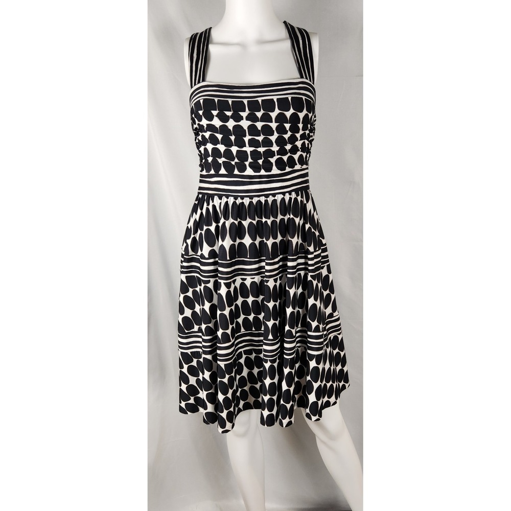 Nine West Black/White Sleeveless 2000s/Classic/Old-Money/Preppy Sundress 14